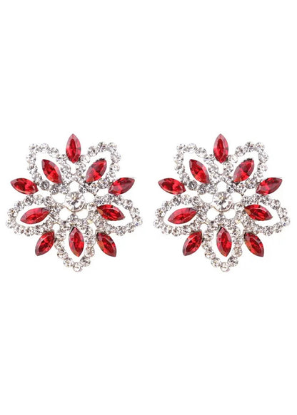 Red Floral Gem Studs - The Style Guide TT