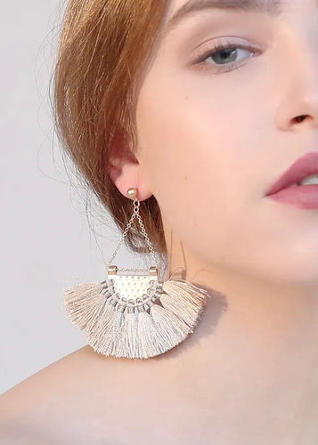 Dangling Taupe Tassel Earrings - The Style Guide TT