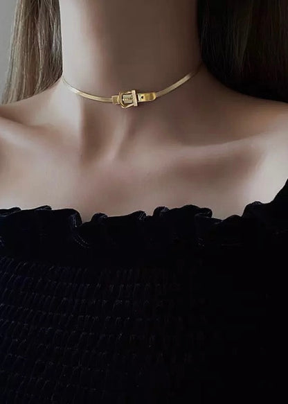 Belt Buckle Detail Choker Necklace
