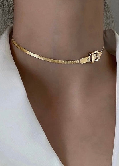 Belt Buckle Detail Choker Necklace