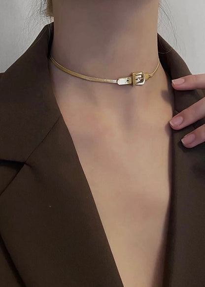 Belt Buckle Detail Choker Necklace