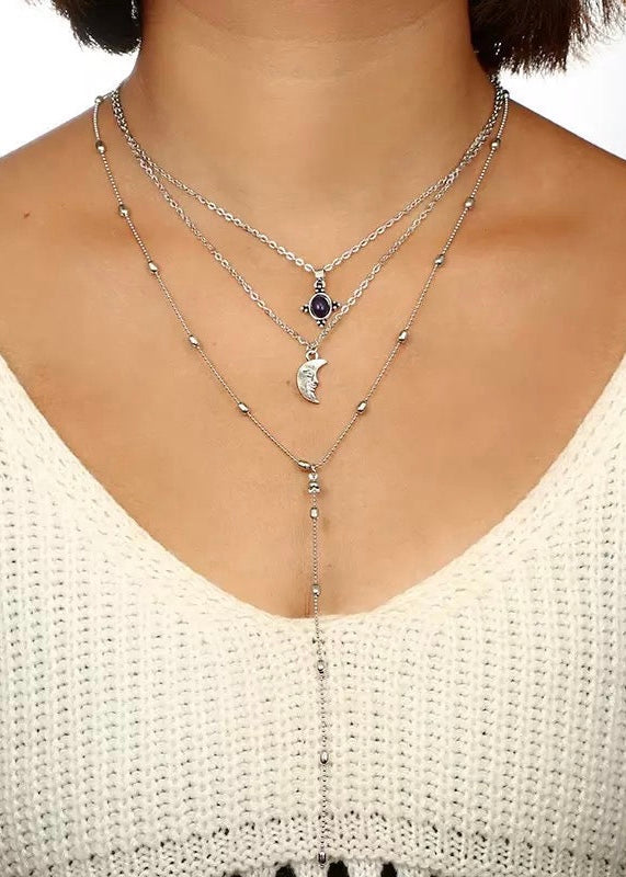 Moon Pendant Layered Necklace - The Style Guide TT