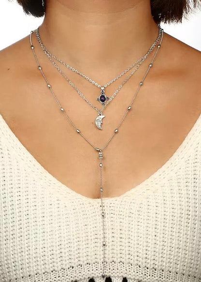 Moon Pendant Layered Necklace - The Style Guide TT