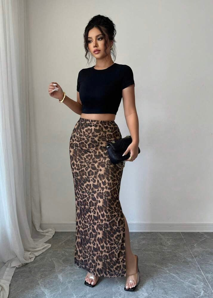 Never Call Me Leopard Maxi Skirt