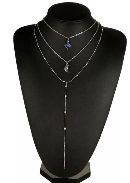 Moon Pendant Layered Necklace - The Style Guide TT