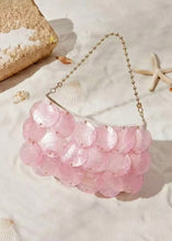 Cargar imagen en el visor de la galería, Pink Ibiza shell detail mini handbag with gold chain strap
