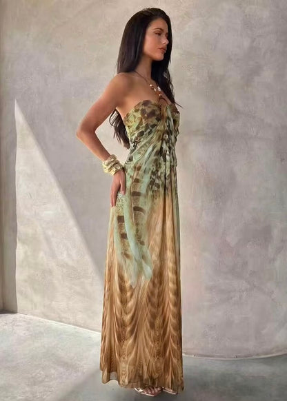 Calypso Boho Halter Maxi Dress