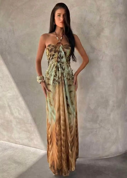 Calypso Boho Halter Maxi Dress