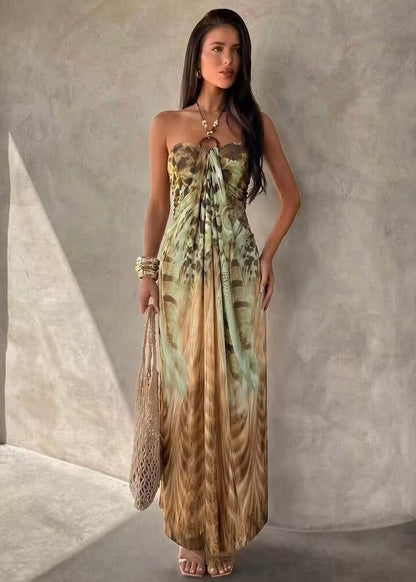 Calypso Boho Halter Maxi Dress
