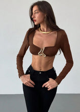 Load image into Gallery viewer, Audrey Gold Metal Detail Bralette Top
