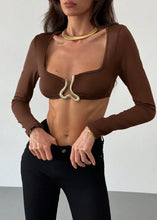 Load image into Gallery viewer, Audrey Gold Metal Detail Bralette Top
