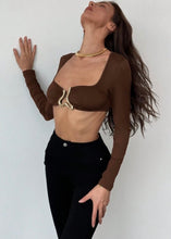 Load image into Gallery viewer, Audrey Gold Metal Detail Bralette Top
