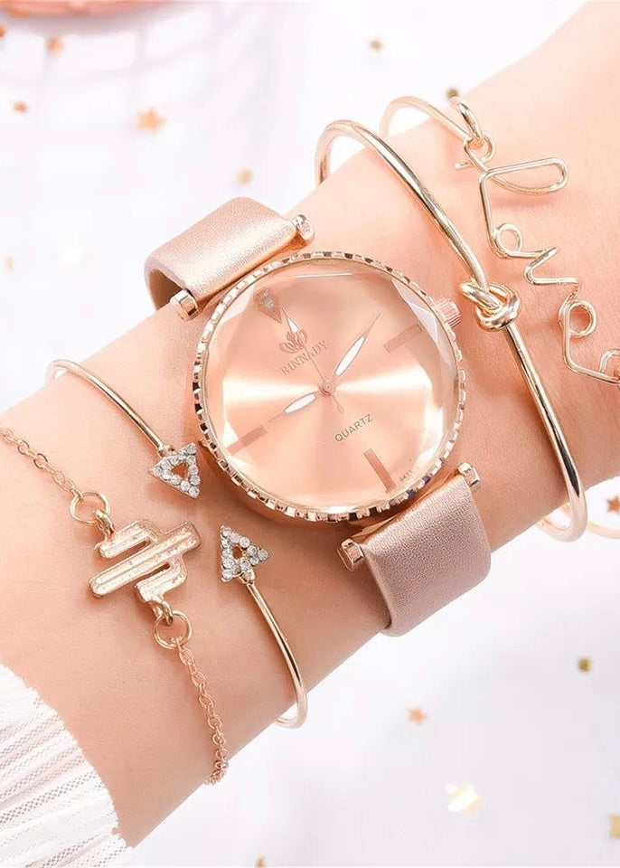 Rose Gold Adjustable Band Watch