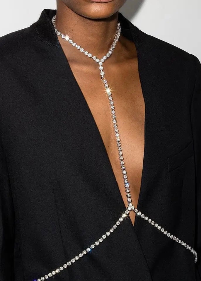 Silver Rhinestone Bodychain