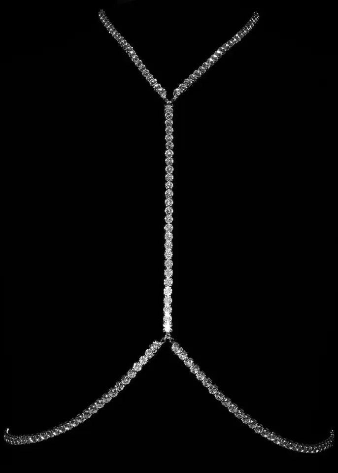 Silver Rhinestone Bodychain