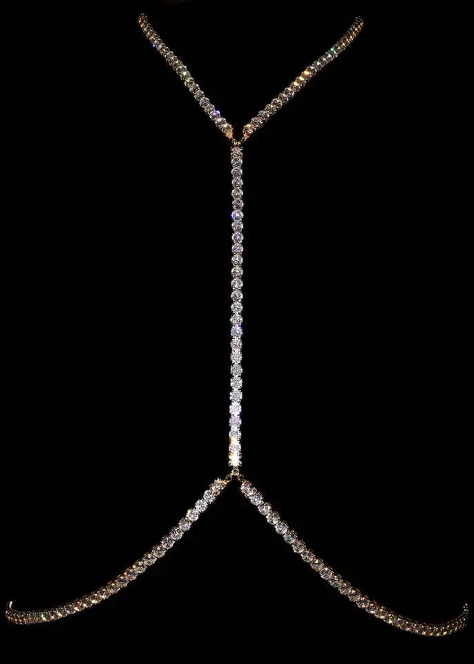 Silver Rhinestone Bodychain