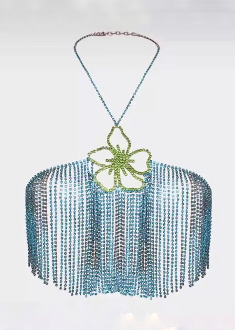 Lyra Flower Detail Rhinestone Halter Top