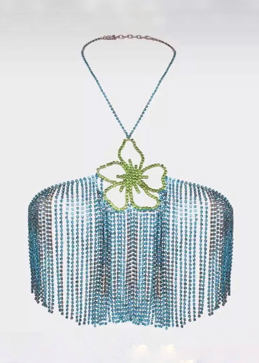 Lyra Flower Detail Rhinestone Halter Top