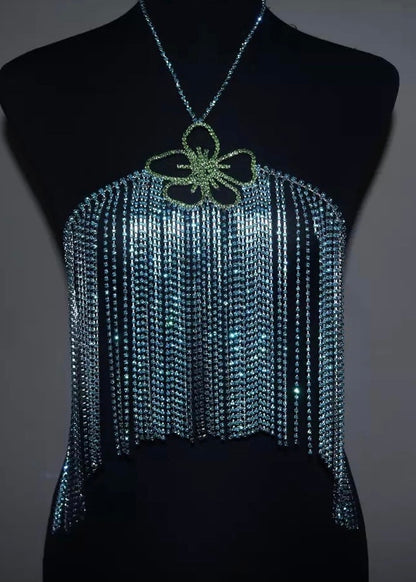 Lyra Flower Detail Rhinestone Halter Top