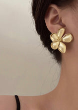 Load image into Gallery viewer, Gold Floral Statement Studs
