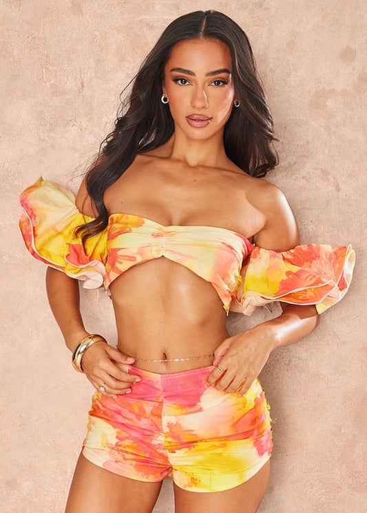 Bellamy Tie Dye Floral Bandeau Top