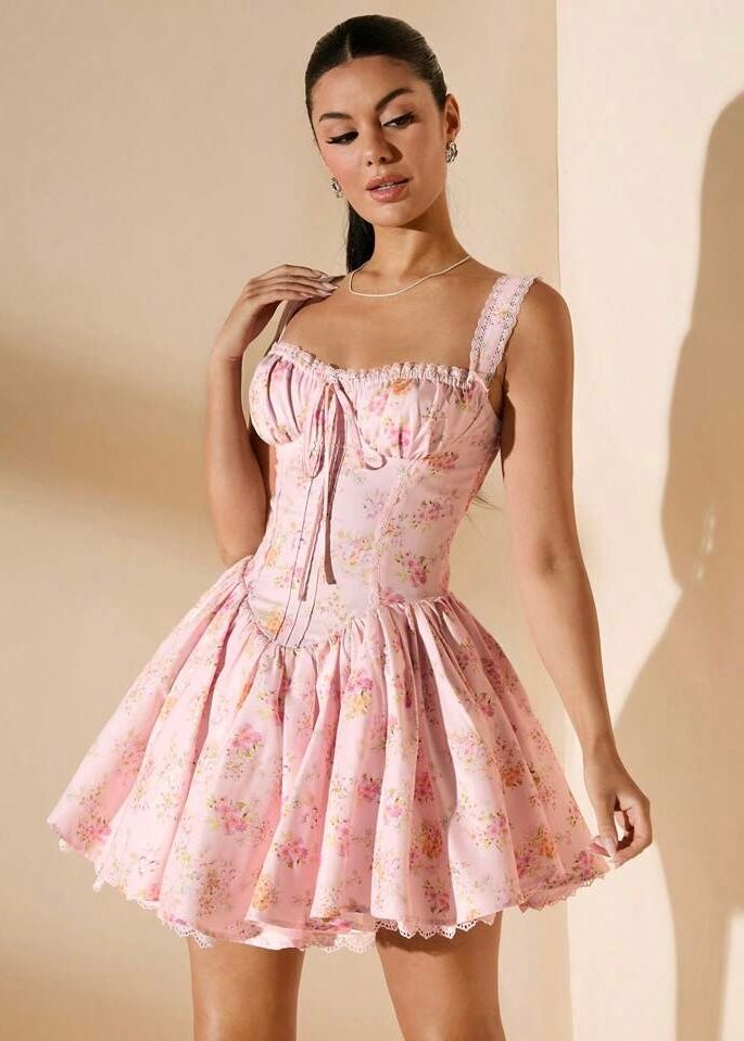 Valentina Floral Milkmaid Sun Dress