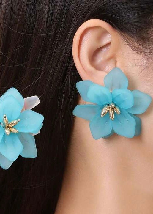 Aqua Blue Floral Earrings