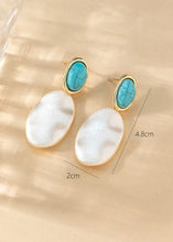 Load image into Gallery viewer, Pearlescent Teal Marble Earrings
