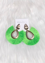Cargar imagen en el visor de la galería, Electric Green Tassel Earrings - The Style Guide TT
