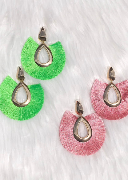 Electric Green Tassel Earrings - The Style Guide TT