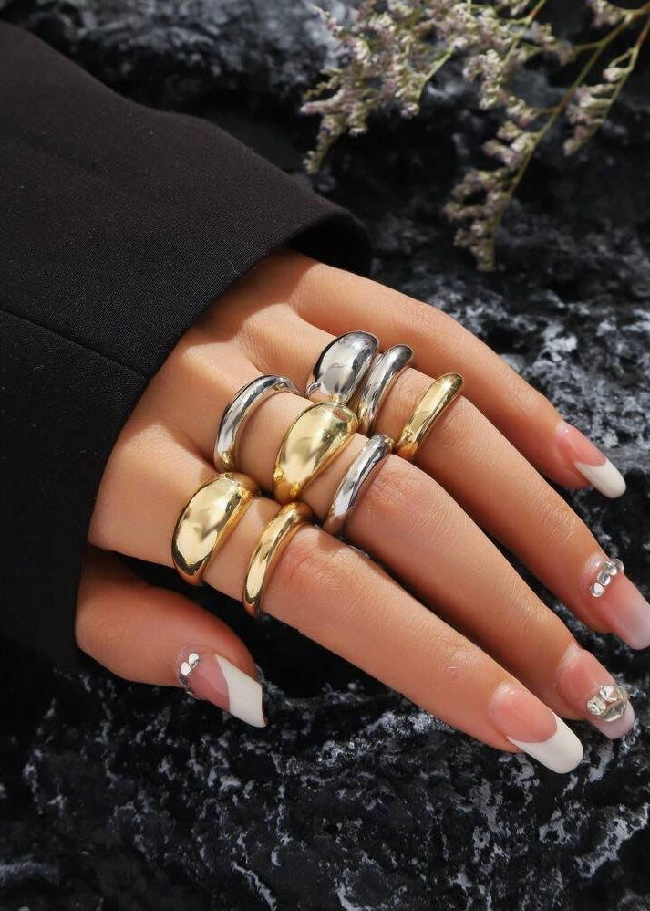 Mixed Tone 8 Piece Ring Set
