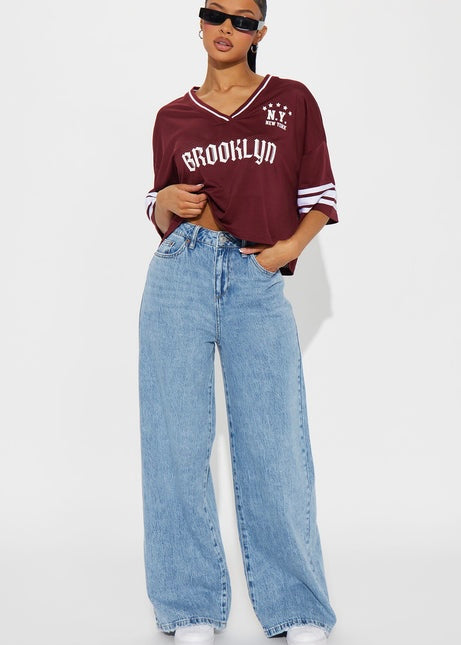 Model-Off-Duty High Waisted Wide Leg Jeans