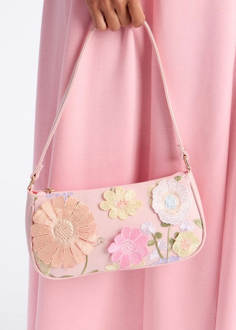 Frangipani Flower Applique Shoulder Bag