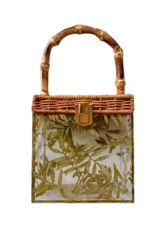 Selva Tropical Palm Print Bamboo Bag