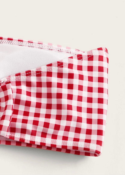 Vintage Vibes Checkered Bow Detail Bikini - The Style Guide TT