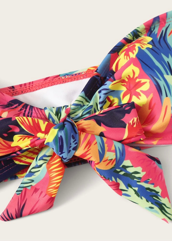 Floral Front Knot High Waisted Bikini - The Style Guide TT