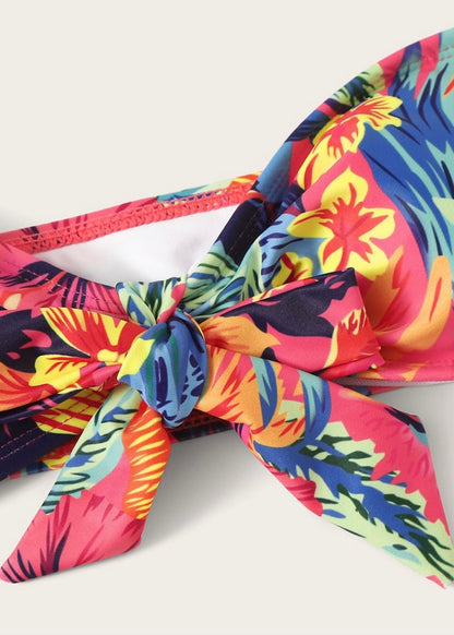 Floral Front Knot High Waisted Bikini - The Style Guide TT