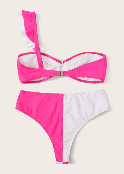 One Shoulder Two Toned Bikini - The Style Guide TT