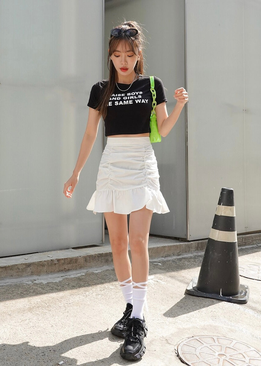 Ruched Flare Mini Skirt - The Style Guide TT