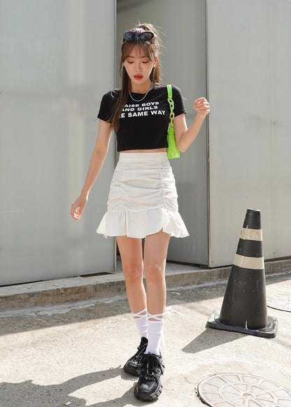 Ruched Flare Mini Skirt - The Style Guide TT