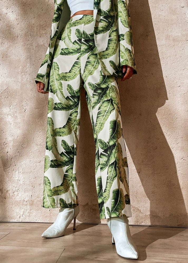 Kauai Palm Print High Waisted Trousers