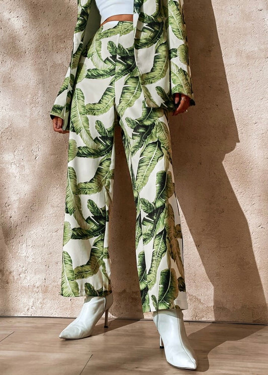 Kauai Palm Print High Waisted Trousers