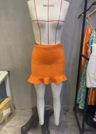 Soleil Tangerine Tweed Skirt