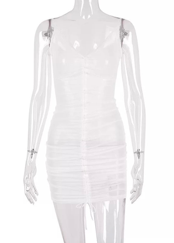 Drawstring Mesh Swimsuit Cover Up