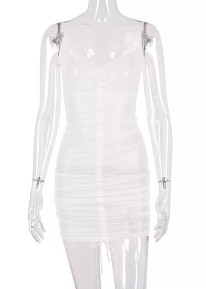 Drawstring Mesh Swimsuit Cover Up