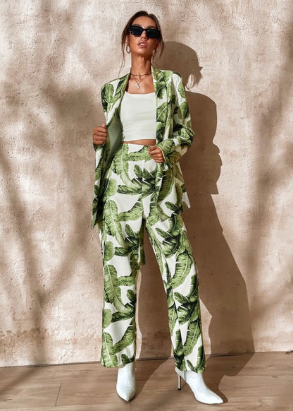 Kauai Palm Print High Waisted Trousers