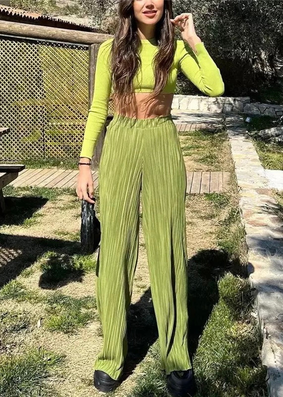 Chartreuse Pleated Trousers