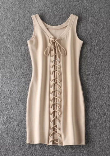 Lace Up Detail Dress - The Style Guide TT