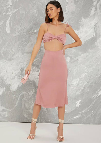 Tiffany Satin Matching Skirt Set - The Style Guide TT
