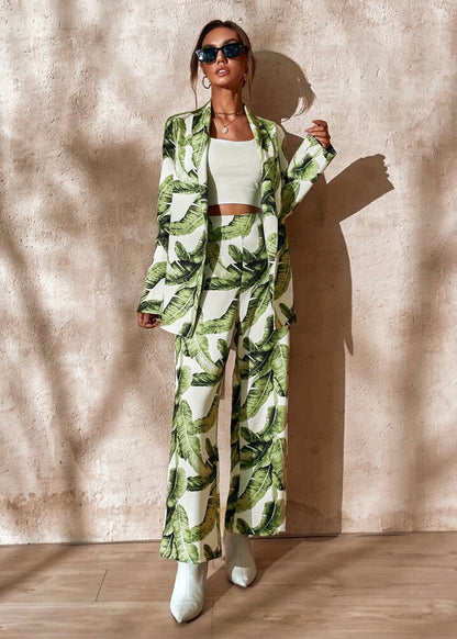 Kauai Palm Print High Waisted Trousers